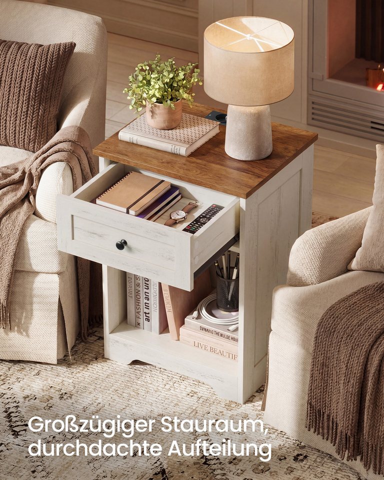 VASAGLE Nachttisch Nachtschrank mit Ladefunktion mit 3 Schubladen, 2er Set mit Steckdose, USB-Anschlüssen und Schublade, 40 x 30 x 59 cm – Bild 5 von 5