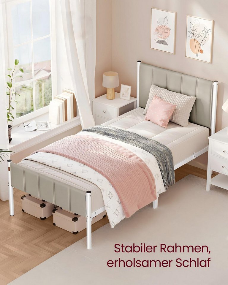 VASAGLE Polsterbett Einzelbettgestell Bettrahmen, 90 x 200 cm, einfache Montage, mit gepolstertem Kopfteil, Bettgestell – Bild 2 von 5