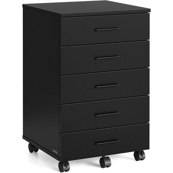 VASAGLE Rollcontainer mobiler Aktenschrank, Schubladenschrank, für Büro, Homeoffice, mit schraubenlosen Gleitschienen, Druckerständer