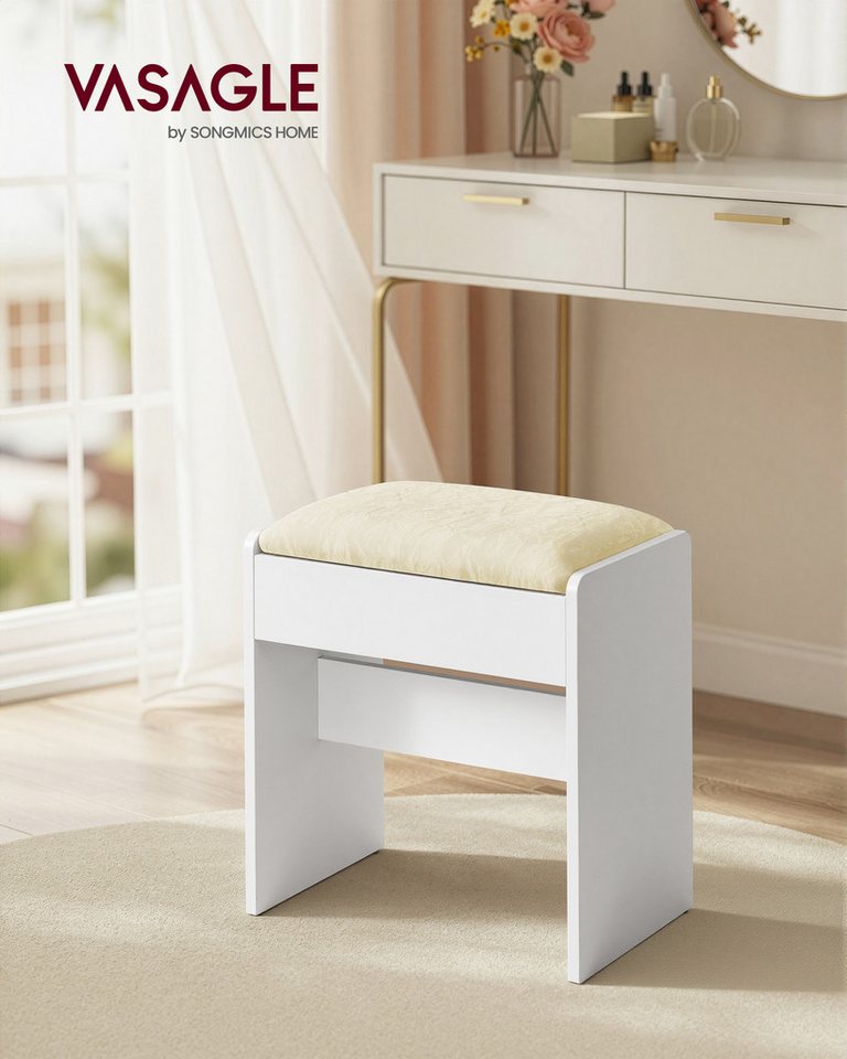 VASAGLE Schminktisch Hocker Schminktisch Sitzhocker mit rutschfesten Fußpads, gepolstert, moderner Stil, Makeup-Hocker, für verschiedene Räume – Bild 2 von 5