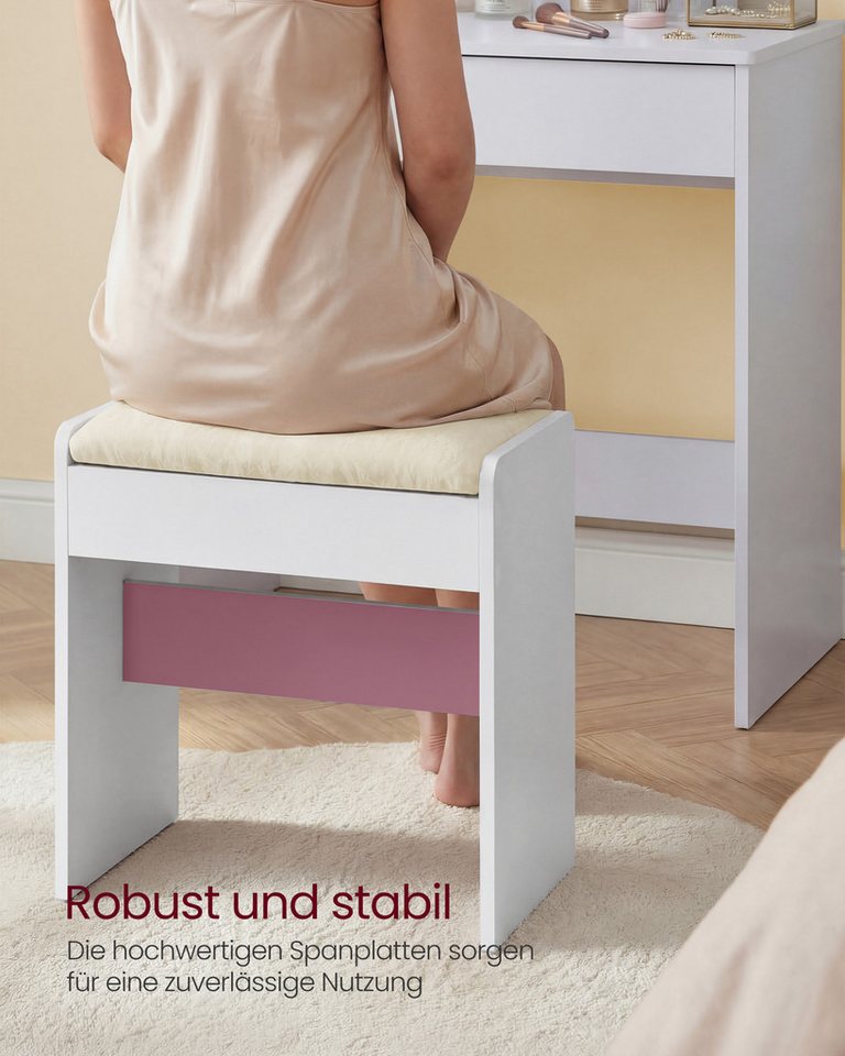 VASAGLE Schminktisch Hocker Schminktisch Sitzhocker mit rutschfesten Fußpads, gepolstert, moderner Stil, Makeup-Hocker, für verschiedene Räume – Bild 5 von 5