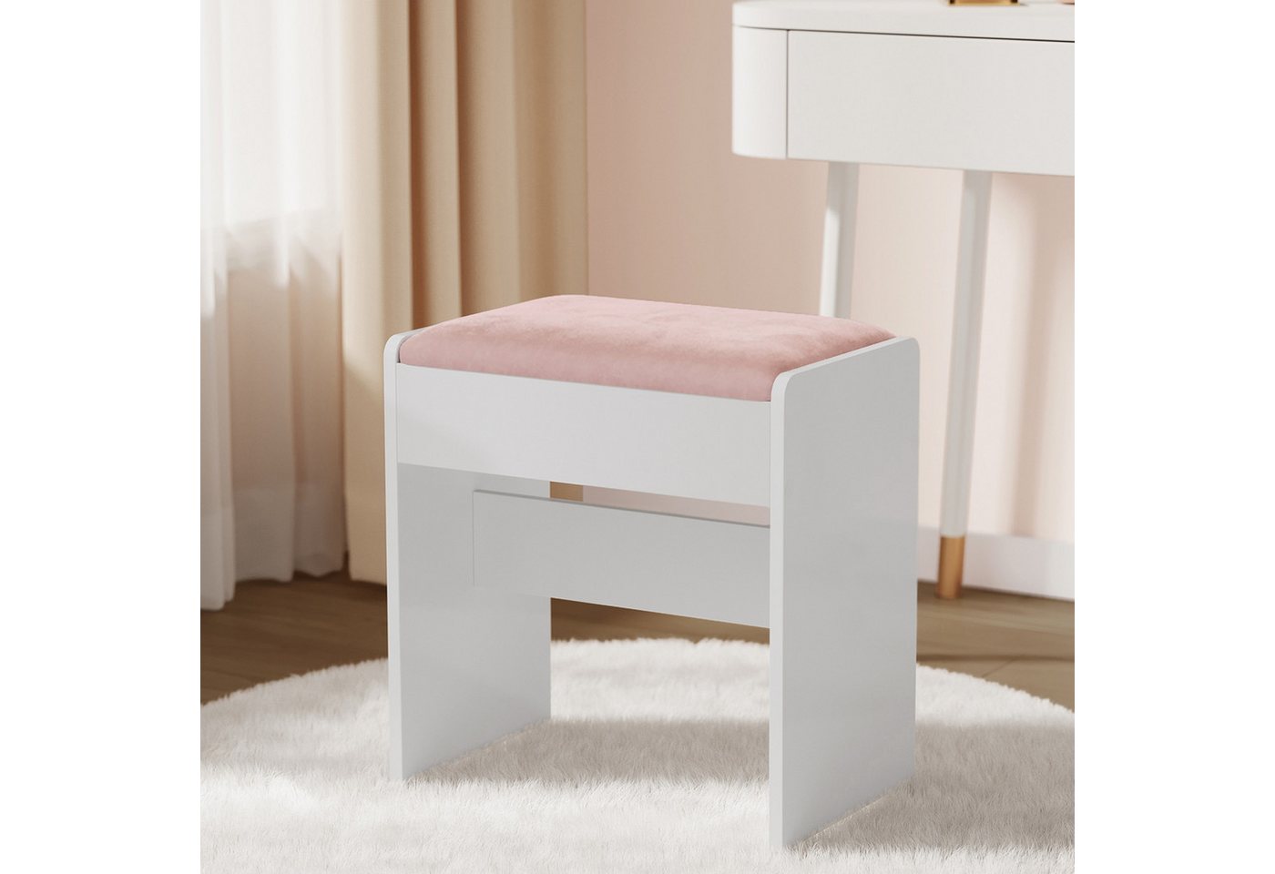 VASAGLE Schminktisch Hocker Schminktisch Sitzhocker mit rutschfesten Fußpads, gepolstert, moderner Stil, Makeup-Hocker, für verschiedene Räume – Bild 2 von 5