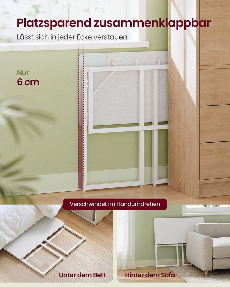 VASAGLE Schreibtisch Klapptisch, kleiner Schreibtisch klappbar, Computertisch, Tischplatte aus einem Stück, abgerundete Ecken, Tisch – Bild 3 von 5