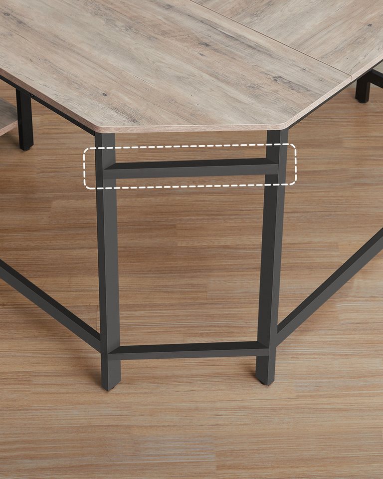 VASAGLE Schreibtisch L-förmiger Computertisch, Eckschreibtisch, Gaming, Homeoffice, 138 x 138 x 76 cm, mit 2 Ablagen, platzsparender, einfacher Aufbau – Bild 5 von 5
