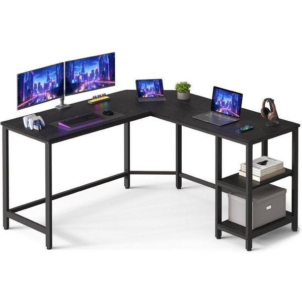 VASAGLE Schreibtisch L-förmiger Computertisch, Eckschreibtisch, Gaming, Homeoffice, 138 x 138 x 76 cm, mit 2 Ablagen, platzsparender, einfacher Aufbau