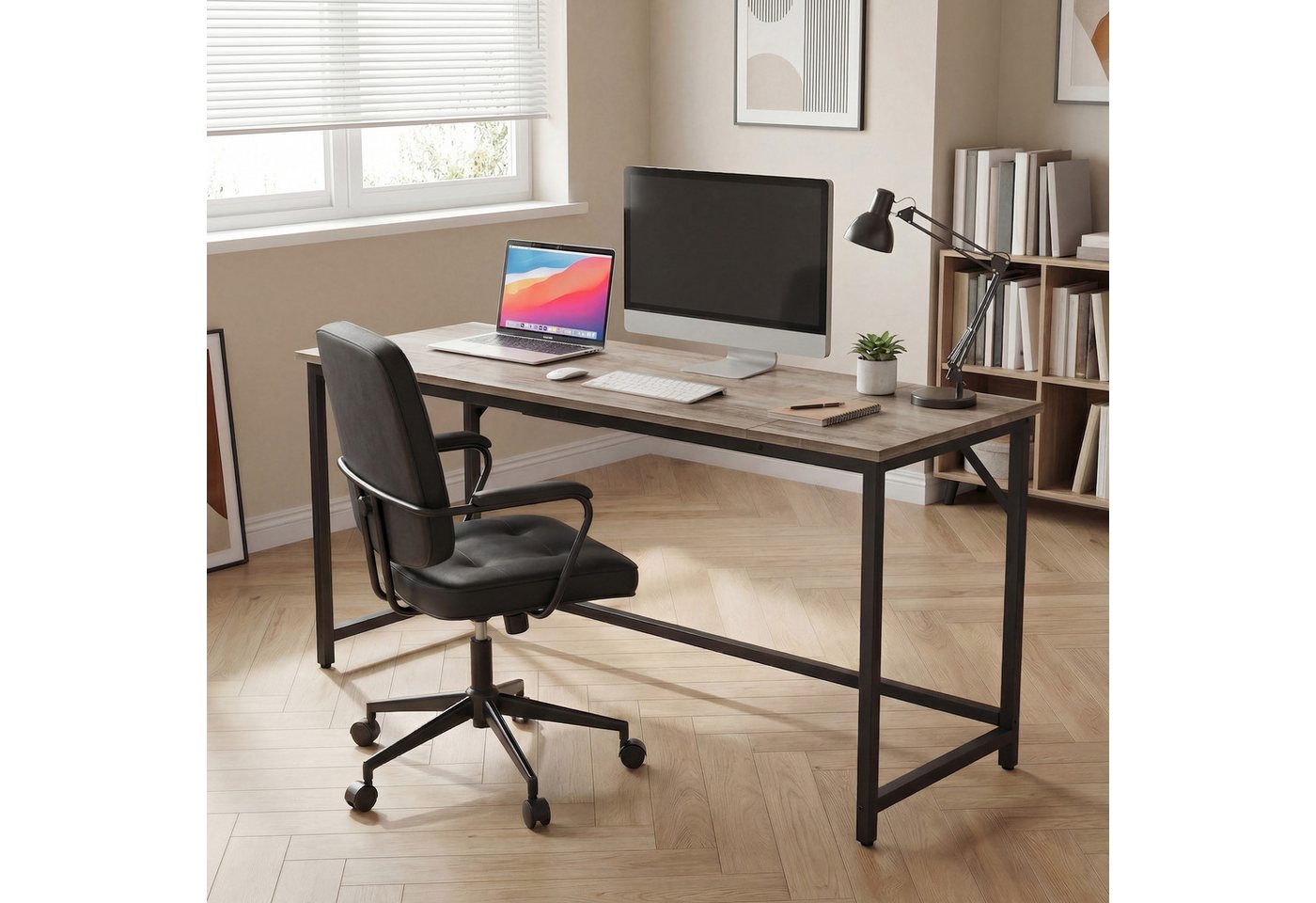 VASAGLE Schreibtisch Tisch Computertisch, Bürotisch, 80/100/120/135/140/160 cm, moderner Stil – Bild 2 von 5