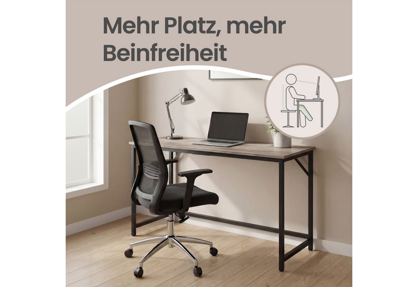 VASAGLE Schreibtisch Tisch Computertisch, Bürotisch, 80/100/120/135/140/160 cm, moderner Stil – Bild 5 von 5