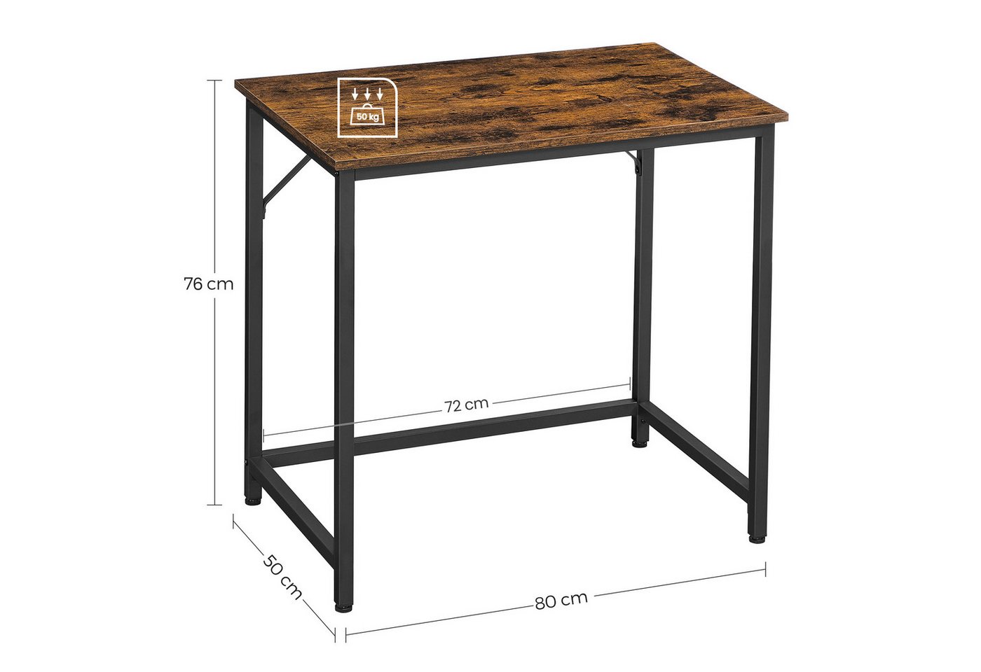 VASAGLE Schreibtisch Tisch Computertisch, 80 x 50 x 76 cm, für Arbeitszimmer, Schlafzimmer, Bürotisch – Bild 4 von 5