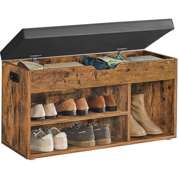 VASAGLE Schuhbank mit Sitzfläche, Sitzbank mit Stauraum, gepolstert, 30 x 80 x 44 cm