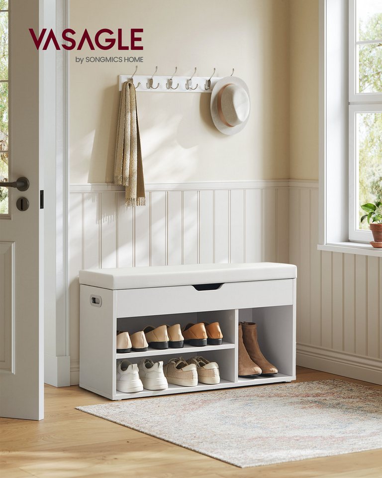 VASAGLE Schuhbank mit Sitzfläche, Sitzbank mit Stauraum, gepolstert, 30 x 80 x 44 cm – Bild 2 von 5