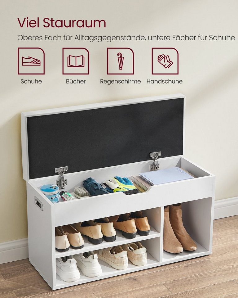 VASAGLE Schuhbank mit Sitzfläche, Sitzbank mit Stauraum, gepolstert, 30 x 80 x 44 cm – Bild 3 von 5