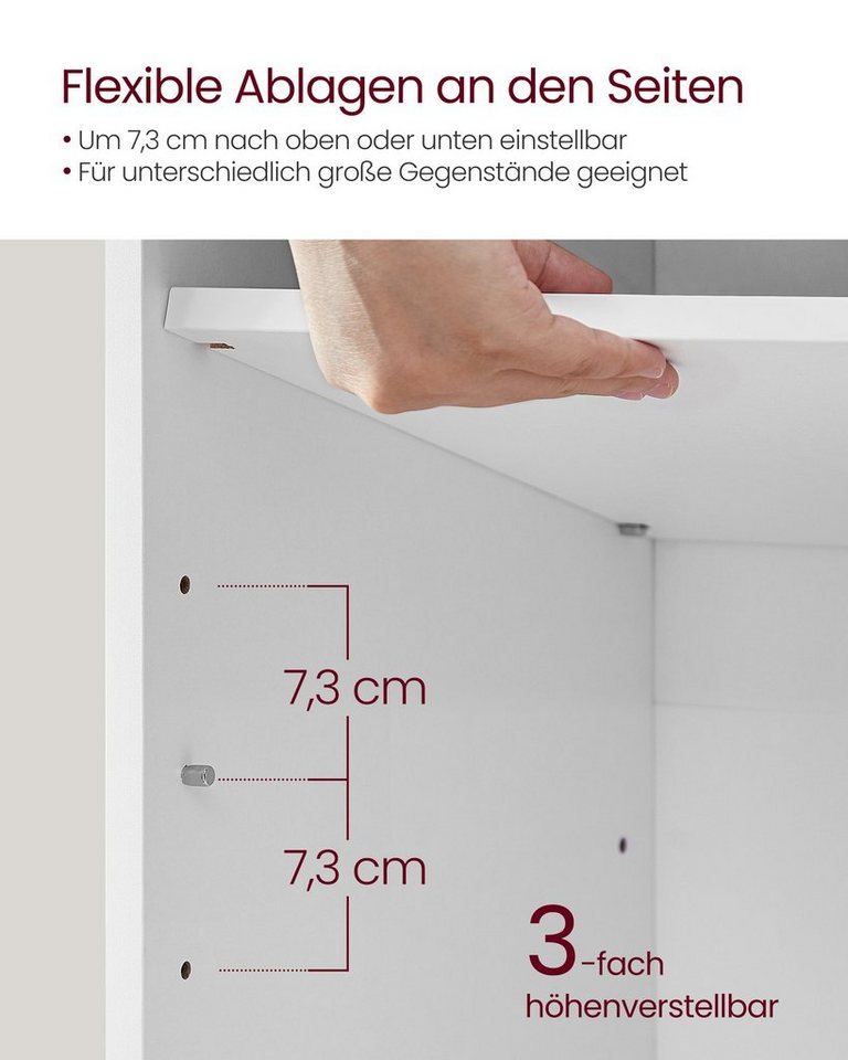 VASAGLE Schuhbank Schuhregal mit Sitzfläche, Sitzbank mit Stauraum, Kissen, 9 Fächer, verstellbare Ablagen, für Wohnzimmer, Flur, 30,3 x 78,5 x 48 cm – Bild 5 von 5
