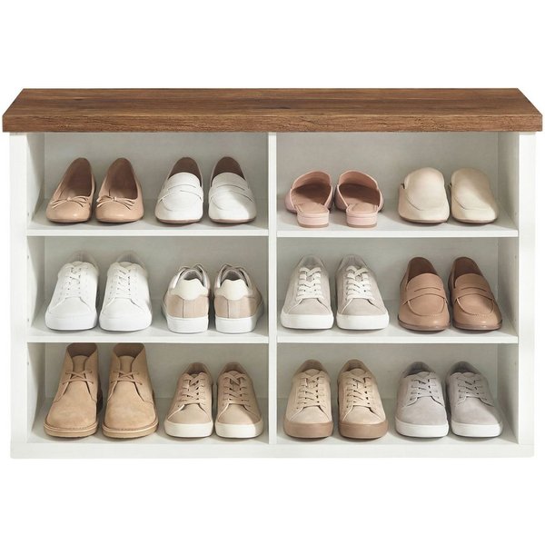 VASAGLE Schuhbank Sitzbank, Schuhregal, für Wohnzimmer, Flur, mit Stauraum, 6 Fächer, verstellbare Ablagen, 29,5 x 80 x 50 cm