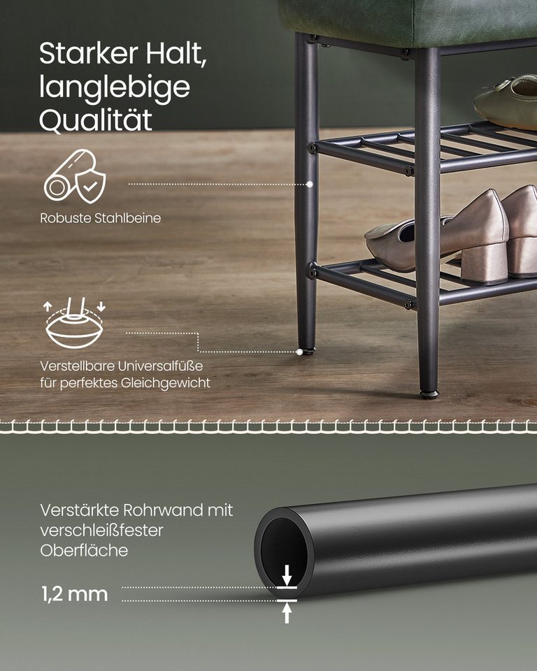 VASAGLE Schuhbank Sitzbank, Sitztruhe, Eingangsbereich, Kunstleder, Ziernähte, Mid-Century-Stil, bis 135 kg – Bild 5 von 5