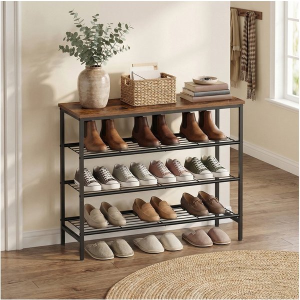 VASAGLE Schuhregal 4/5 Ebenen, für 18-24 Paar Schuhe, 30 x 75 x 69 cm, Flur, Wohnzimmer, Metallgestell, Schuhaufbewahrung