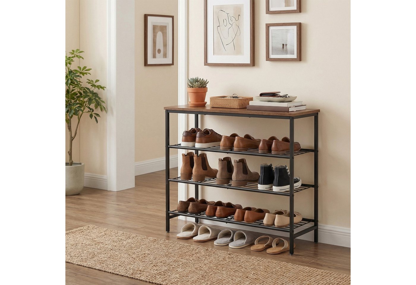 VASAGLE Schuhregal 4/5 Ebenen, für 18-24 Paar Schuhe, 30 x 75 x 69 cm, Flur, Wohnzimmer, Metallgestell, Schuhaufbewahrung – Bild 2 von 5