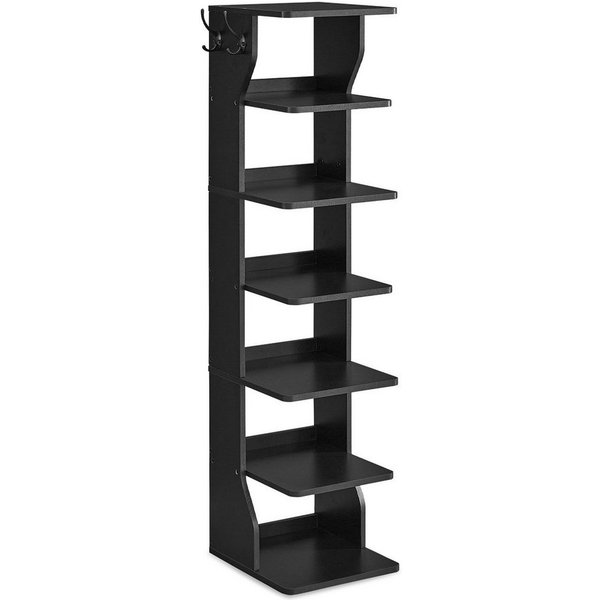 VASAGLE Schuhregal Standregal, platzsparend, für Eingangsbereich, Ecke, Schuhablage, schmal, mit 7 Ebenen, 30 x 26,4 x 110,4 cm
