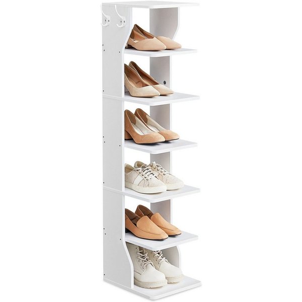 VASAGLE Schuhregal Standregal, platzsparend, für Eingangsbereich, Ecke, Schuhablage, schmal, mit 9 Ebenen, 30 x 26,4 x 147 cm
