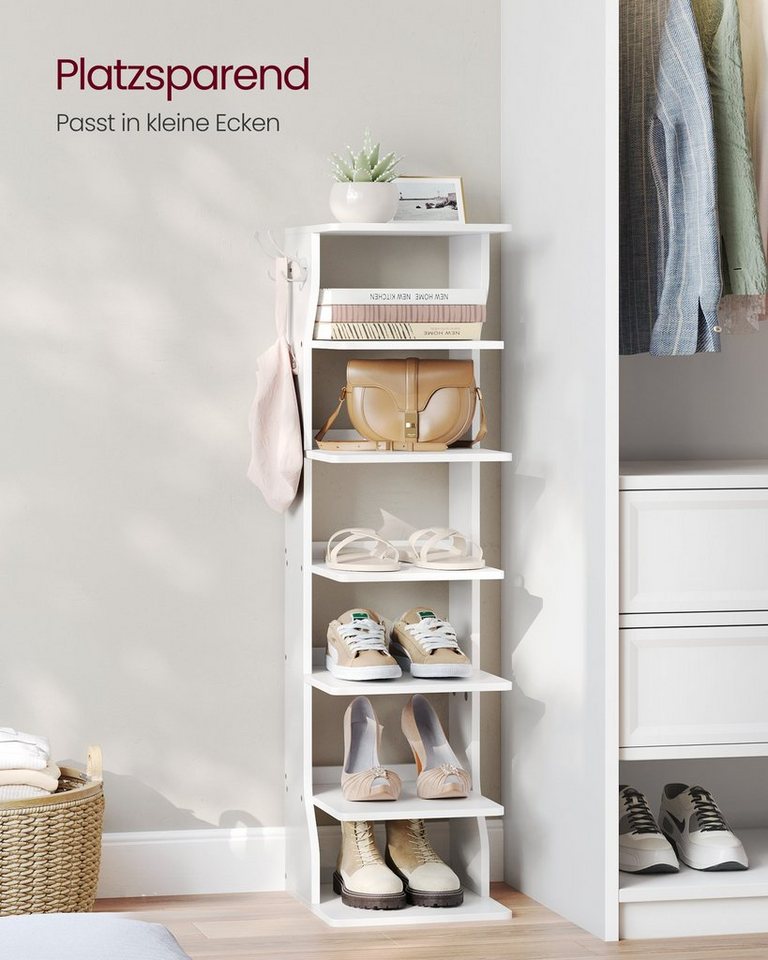 VASAGLE Schuhregal Standregal, platzsparend, für Eingangsbereich, Ecke, Schuhablage, schmal, mit 7 Ebenen, 30 x 26,4 x 110,4 cm – Bild 4 von 5