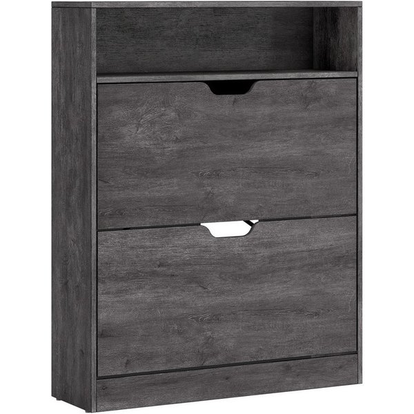 VASAGLE Schuhschrank Schuhkipper, 2 oder 3 Klappen, Trennwände verstellbar 24 x 80 x 102 cm, Schuhaufbewahrung, offenes Fach, Trennwand