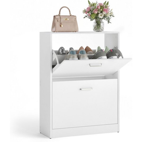 VASAGLE Schuhschrank Schuhregal Schuhkipper mit 2 Klappen, für 12 Paar