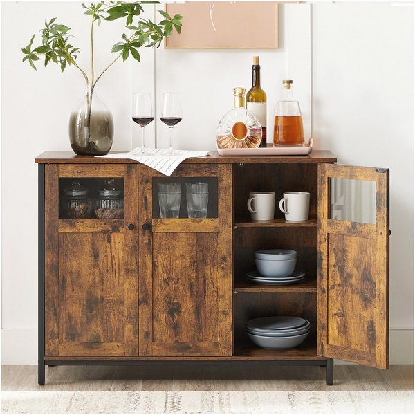 VASAGLE Sideboard Küchenschrank (Aufbewahrungsschrank, Stahlrahmen, Industrie, für Wohnzimmer, Küche, Esszimmer), mit Stahlrahmen im Industriestil, für Wohnzimm
