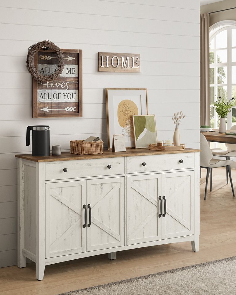 VASAGLE Sideboard Küchenschrank Sideboard verstellbare Ablage (Sideboard mit Schubladen, Aufbewahrungsschrank mit Türen, für Wohnzimmer Küche Esszimmer), 40 x 1 – Bild 2 von 5