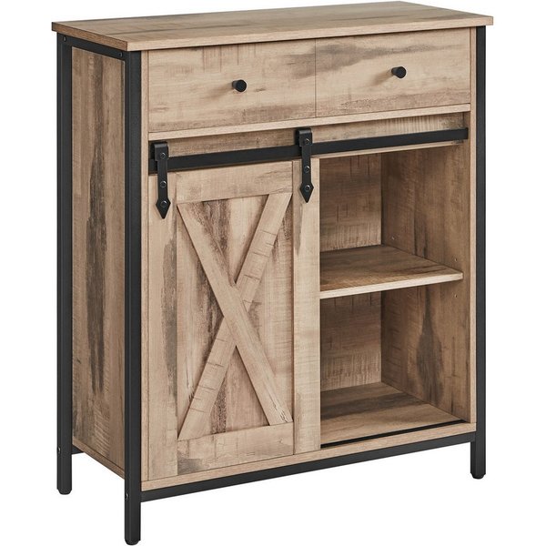 VASAGLE Sideboard Küchenschrank verstellbare Ablage, 30 x 70 x 80 cm, für Wohnzimmer, Landhausstil, mit Schiebetür