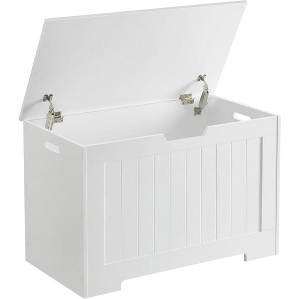 VASAGLE Sitzbank Schuhbank, Sitztruhe, 40 x 76 x 48 cm, Flur, Schlafzimmer, Wohnzimmer (1-St), mit Stauraum, 2 Sicherheitsscharniere, Landhausstil, wolkenweiß