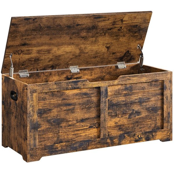 VASAGLE Sitzbank Schuhbank mit Stauraum, Sitztruhe mit 2 Sicherheitsscharnieren, Landhausstil, 40 x 100 x 46 cm, für Flur, Schlafzimmer, Wohnzimmer