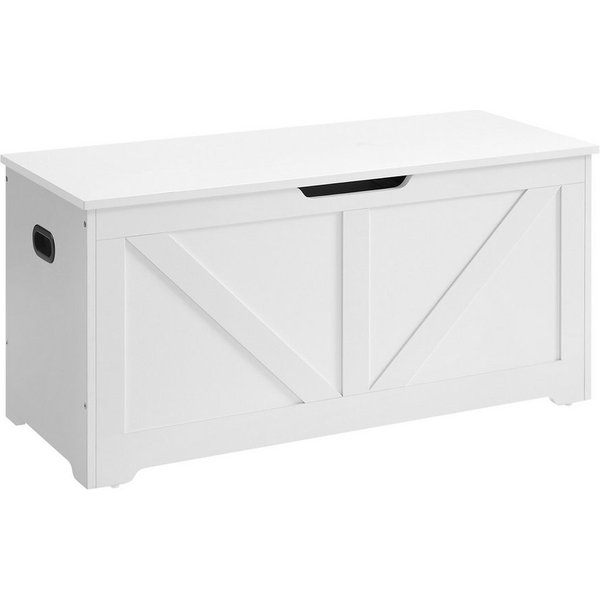 VASAGLE Sitzbank Schuhbank, mit Stauraum, Sitztruhe, 2 Sicherheitsscharniere, Aufbewahrungsschrank, 100 x 40 x 46,4 cm, Landhausstil