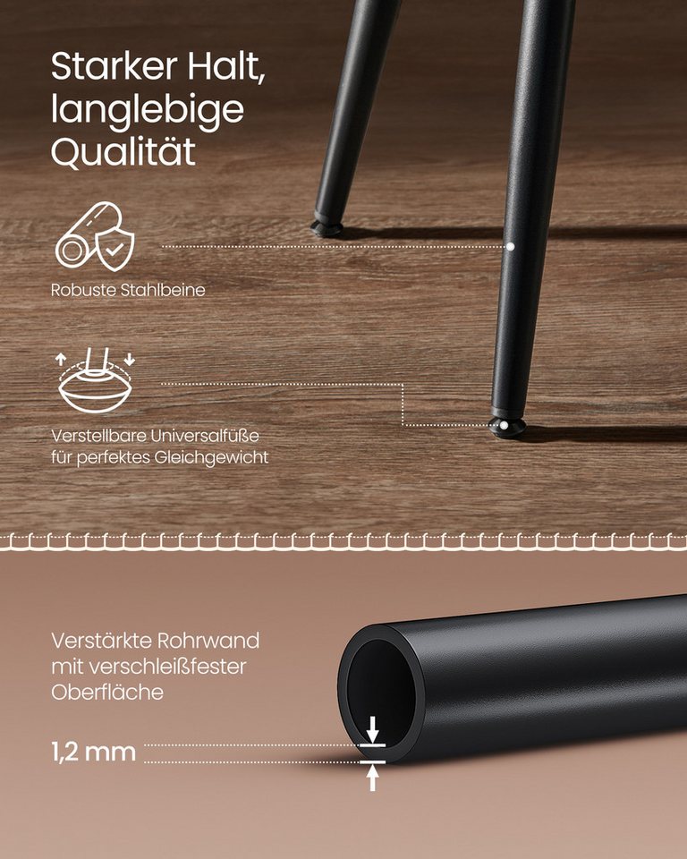 VASAGLE Sitzhocker Esszimmerstühle, Küchenstühle aus Kunstleder (4 St), Esszimmerstuhl, EKHO Series, schminktisch stuhl, 48,2 cm hoch – Bild 4 von 5
