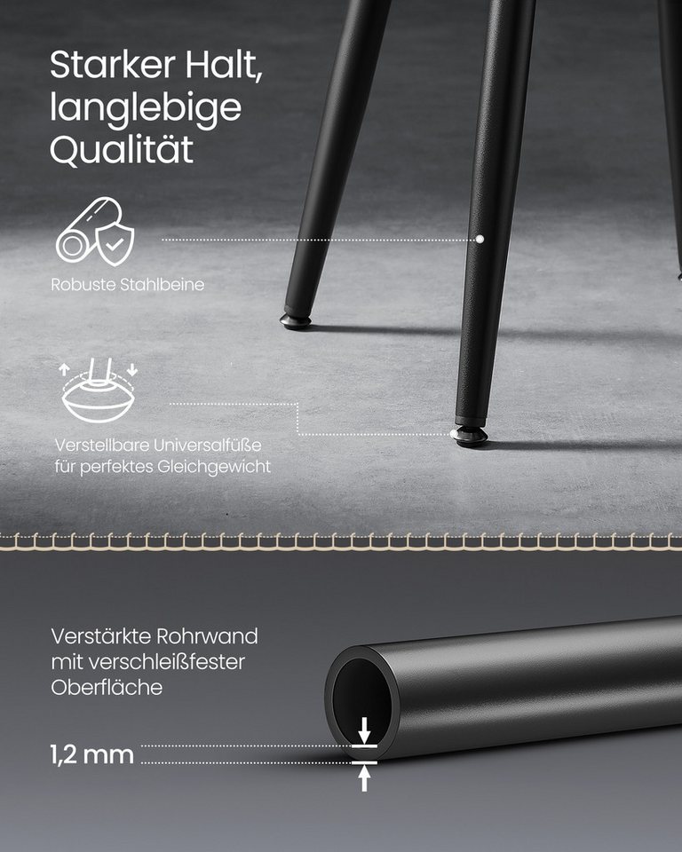 VASAGLE Sitzhocker Esszimmerstühle, Küchenstühle aus Kunstleder (2 St), Esszimmerstuhl, EKHO Series, schminktisch stuhl, 48,2 cm hoch – Bild 5 von 5