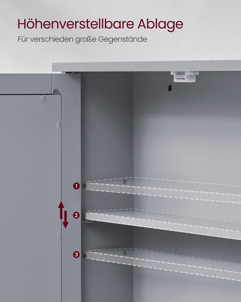 VASAGLE Spiegelschrank Badschrank, Wandschrank, Hängeschrank, Wandmontage mit 2 Spiegeltüren und offenem Fach, 56.5 cm x 58.5 cm x 13 cm – Bild 3 von 5