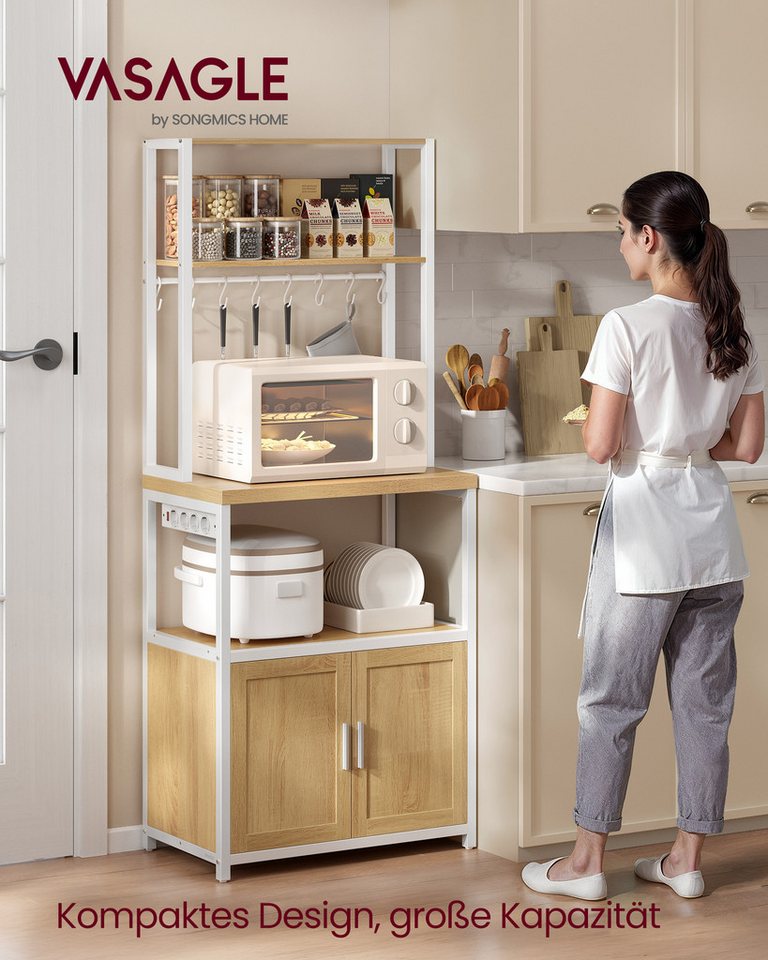 VASAGLE Standregal Küchenregal mit Steckdosen, Küchenschrank, 90 cm hoher Arbeitsplatte, Standregal mit 8 Haken, 40 x 60 x 170 cm – Bild 2 von 5