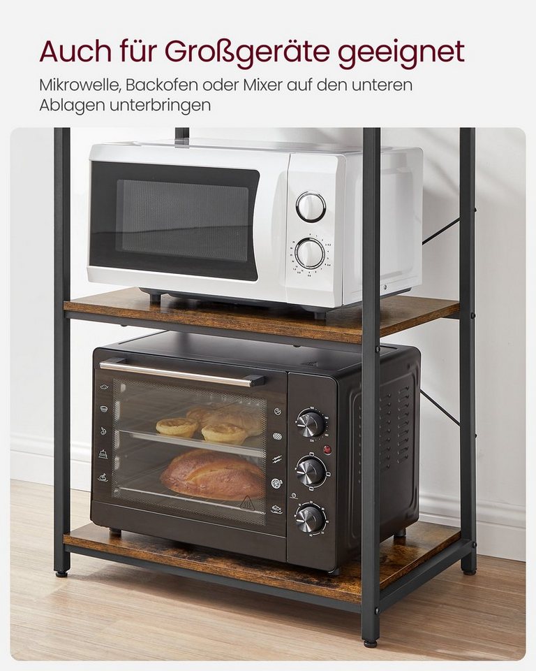 VASAGLE Standregal Küchenregal Standregal, 6 Ablagen, 40 x 60 x 167 cm, Industrie-Design, stehend, Stahlrahmen – Bild 5 von 5