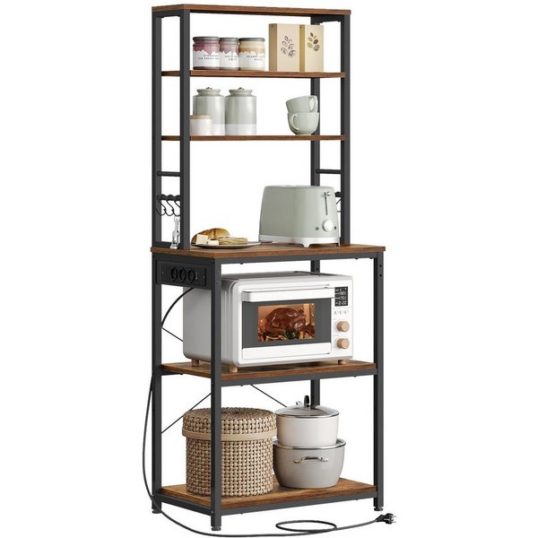 VASAGLE Standregal Küchenregal Standregal, 6 Ablagen, 60 x 40 x 169 cm, für Küche, stehend, Stahlrahmen, Mikrowellen-Regal