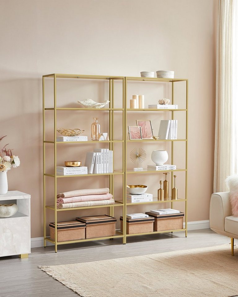VASAGLE Standregal Regal mit 6 Ablagen, Badregal, gehärtetes Glas – Bild 2 von 5
