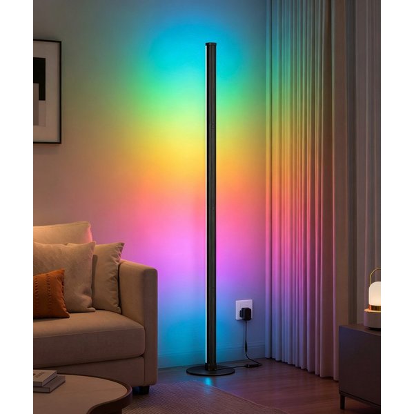 VASAGLE Stehlampe LED Wohnzimmer, Lampe Schlafzimmer, 18 x 18 x 139,4 cm, RGB, Moderne Deko Lampe mit App-Steuerung und Musik-Sync