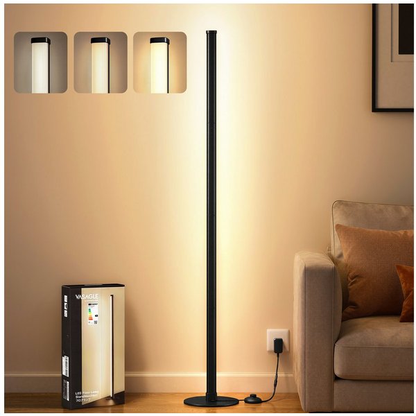 VASAGLE Stehlampe LED Wohnzimmer, Lampe Schlafzimmer, 18 x 18 x 139,4 cm, Stufenlos dimmbar für Wohnzimmer 3000K Warmes Licht