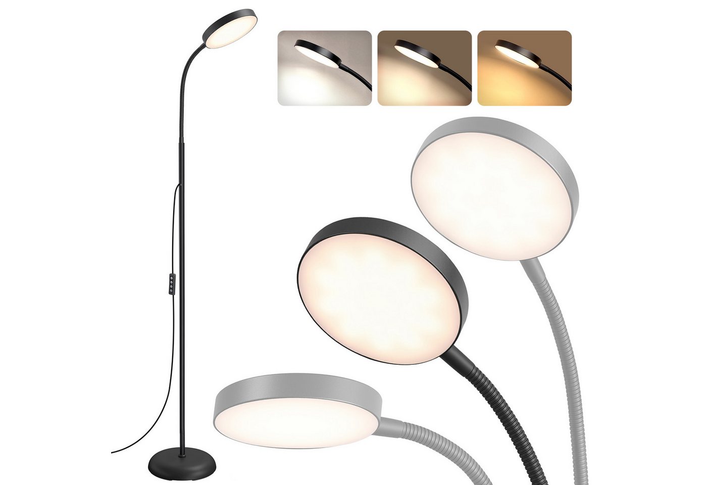 VASAGLE Stehlampe Stehleuchte, Leselampe, Timer- und Memory-Funktion, für Wohnzimmer, Büro, Wohnzimmer, 3 Farben, 10 Helligkeiten, Ecke, Nachttisch – Bild 2 von 5