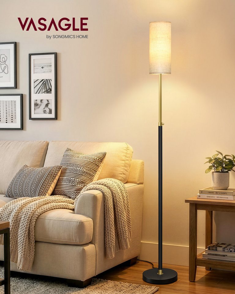 VASAGLE Stehlampe Stehleuchte, Standleuchte, modern, 148 cm hoch, modern, mit Fußtaster, Stehlampe, Lampenschirm – Bild 2 von 5