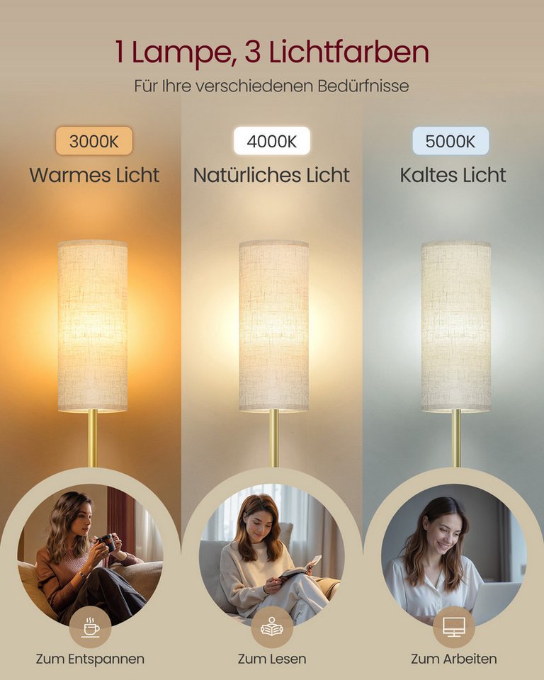 VASAGLE Stehlampe Stehleuchte, Standleuchte, modern, 148 cm hoch, modern, mit Fußtaster, Stehlampe, Lampenschirm – Bild 3 von 5