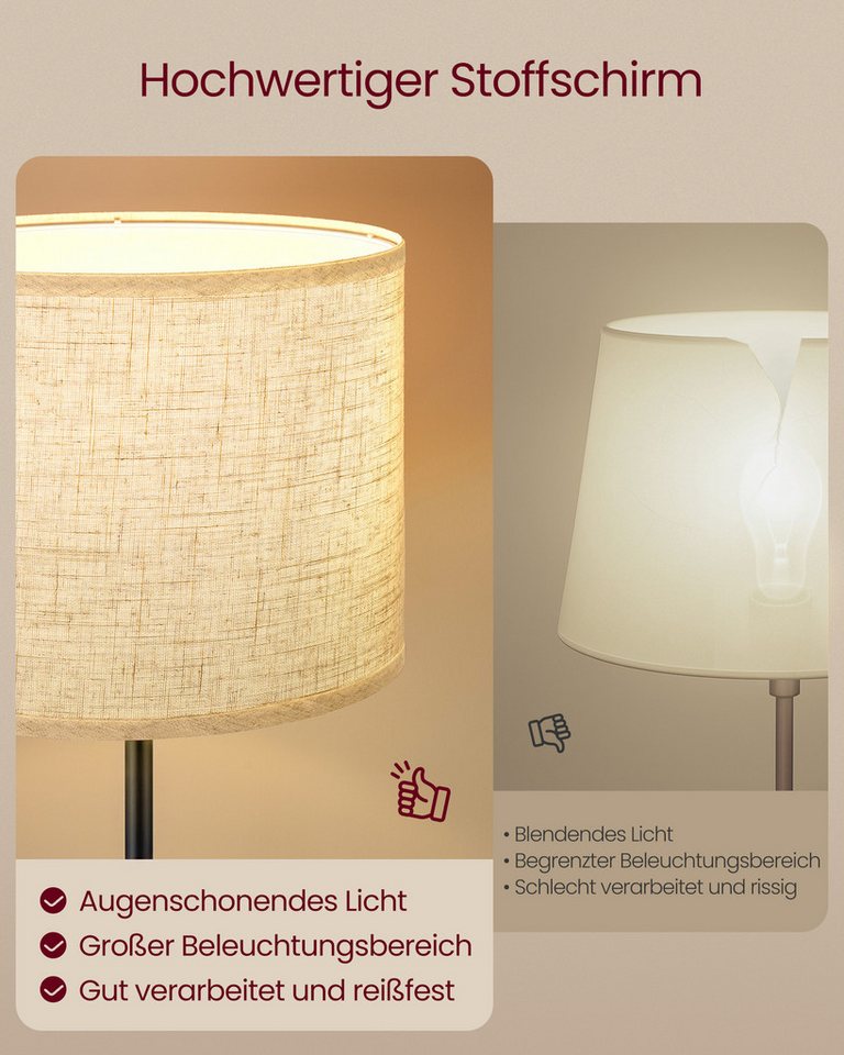 VASAGLE Stehlampe Stehleuchte Standleuchte, Wohnzimmer, 140-170 cm höhenverstellbare Leselampe, modern Stehleuchte – Bild 5 von 5