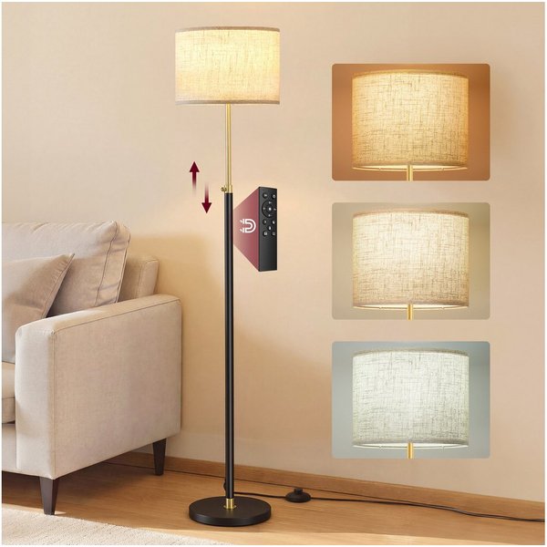 VASAGLE Stehlampe Stehleuchte Standleuchte, Wohnzimmer, 140-170 cm höhenverstellbare Leselampe, dimmbar