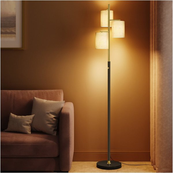 VASAGLE Stehlampe Stehleuchte, Standleuchte, modern, modern, mit 3 Glühbirnen, 3 E27 Fassungen, Stehlampe, Lampenschirm