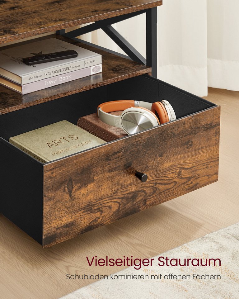 VASAGLE TV-Schrank Wohnzimmer, Fernsehtisch mit 3 Stoffschubladen, 3 offenen Fächern Lowboard für Fernseher bis zu 65 Zoll, 147 x 40 x 50 cm – Bild 3 von 5