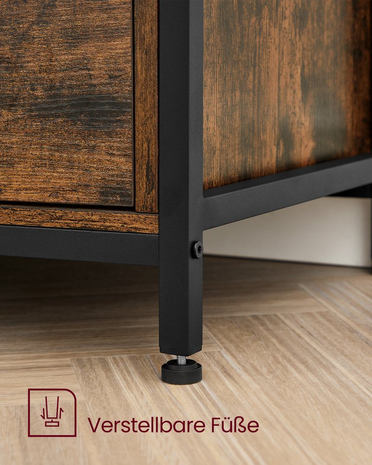 VASAGLE TV-Schrank Wohnzimmer, Fernsehtisch mit 3 Stoffschubladen, 3 offenen Fächern Lowboard für Fernseher bis zu 65 Zoll, 147 x 40 x 50 cm – Bild 5 von 5