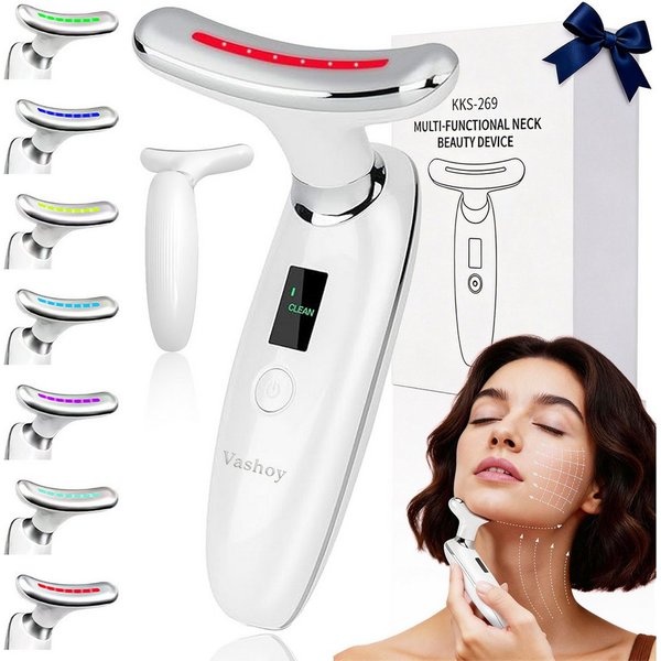 Vashoy Gesichtsmassagegerät Schönheitsapparat 45°C Beauty-Gesichtsgerät Mit EMS für Gesichtspflege, 7 Massagemodi & LED-Therapie 1-tlg., Beautygeschenk, Anti Ag