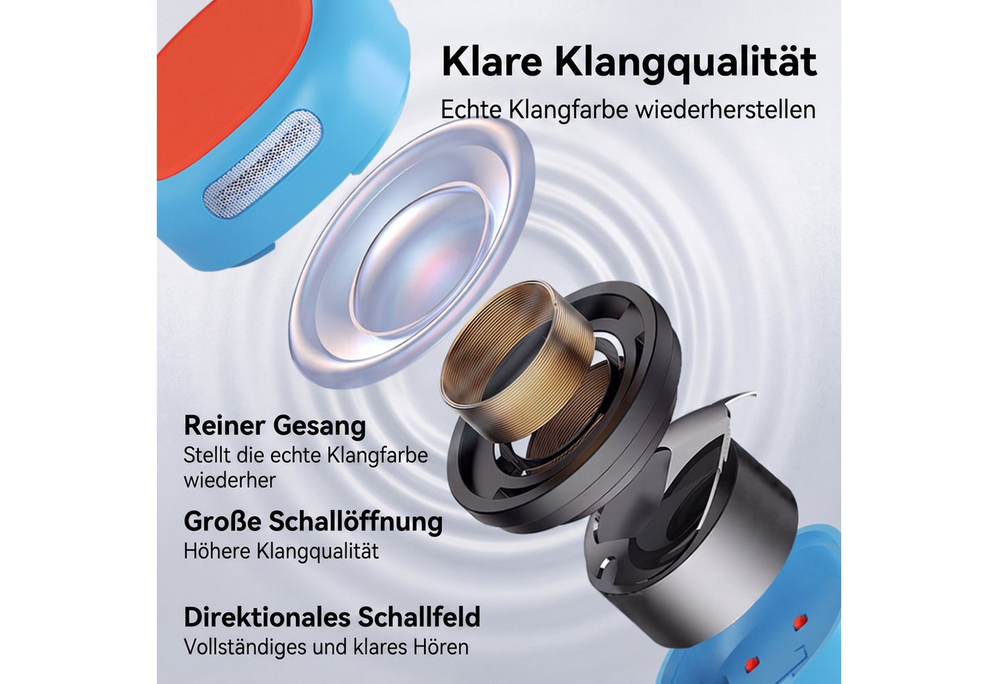Vashoy X12 knochenschall kopfhörer bluetooth Kinder-Kopfhörer (6 Std. Laufzeit, Lautstärkebegrenzung 85 dB, Bluetooth, IPX5 wasserdicht,Ideal als Geschenk für K – Bild 4 von 5